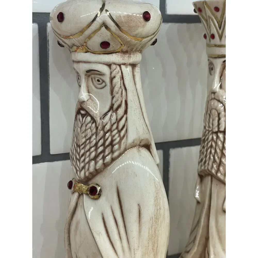 JEWELED Vintage 3‎ Wise Men 13” TALL Ceramic Christmas Decor Nativity RARE